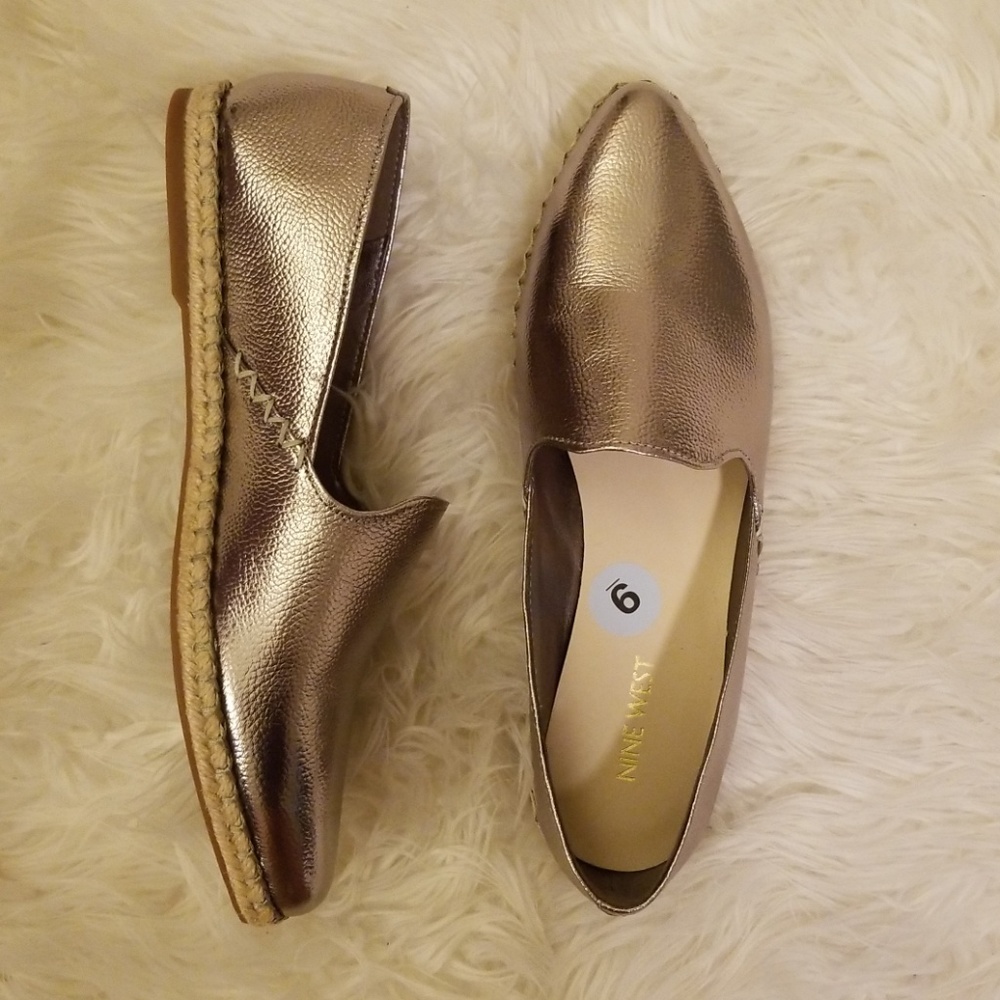nine west silver flat espadrilles